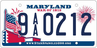 MD license plate 9AA0212