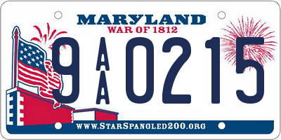 MD license plate 9AA0215
