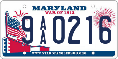 MD license plate 9AA0216