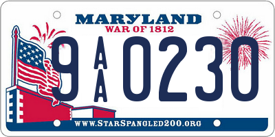 MD license plate 9AA0230