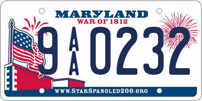 MD license plate 9AA0232