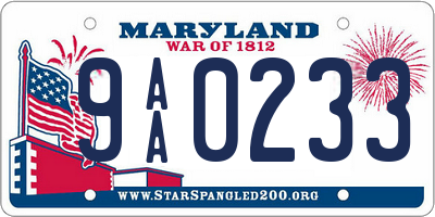MD license plate 9AA0233