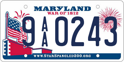 MD license plate 9AA0243