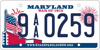 MD license plate 9AA0259