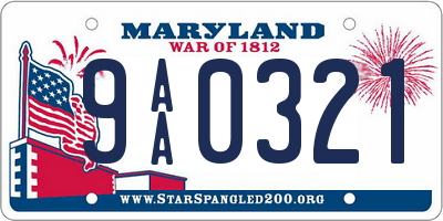 MD license plate 9AA0321