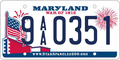 MD license plate 9AA0351