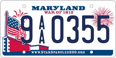 MD license plate 9AA0355