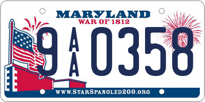 MD license plate 9AA0358