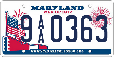 MD license plate 9AA0363
