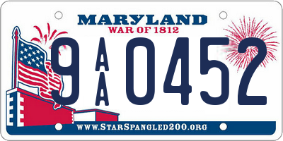 MD license plate 9AA0452