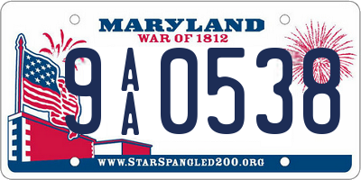 MD license plate 9AA0538