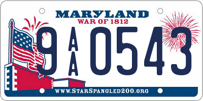 MD license plate 9AA0543
