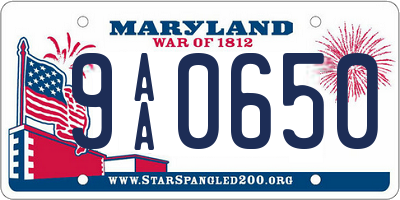 MD license plate 9AA0650