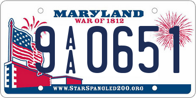 MD license plate 9AA0651