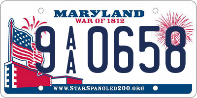 MD license plate 9AA0658
