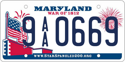 MD license plate 9AA0669