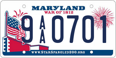 MD license plate 9AA0701