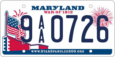 MD license plate 9AA0726
