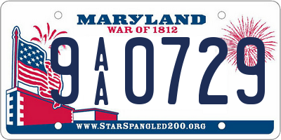 MD license plate 9AA0729