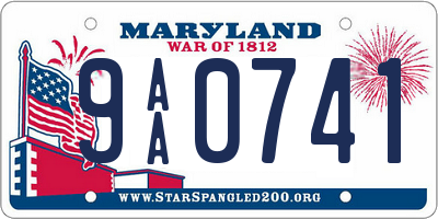 MD license plate 9AA0741