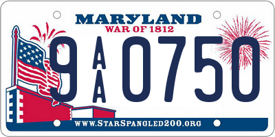 MD license plate 9AA0750