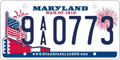 MD license plate 9AA0773