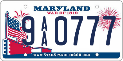 MD license plate 9AA0777