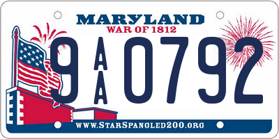 MD license plate 9AA0792