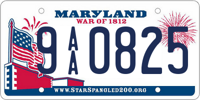 MD license plate 9AA0825
