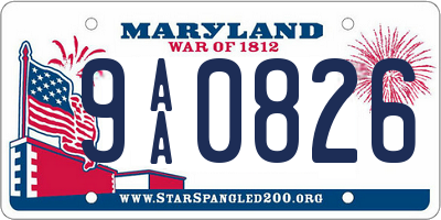 MD license plate 9AA0826