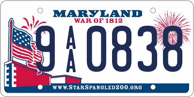 MD license plate 9AA0838