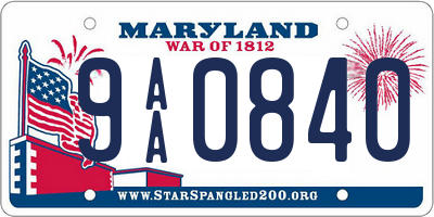 MD license plate 9AA0840