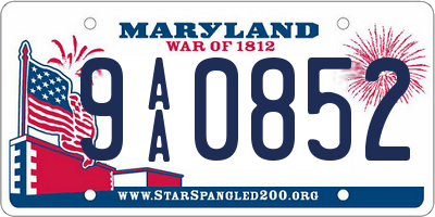 MD license plate 9AA0852