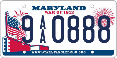 MD license plate 9AA0888