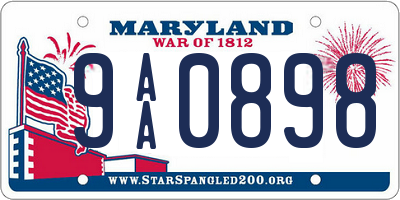 MD license plate 9AA0898
