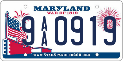 MD license plate 9AA0919