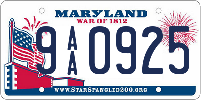 MD license plate 9AA0925