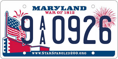 MD license plate 9AA0926