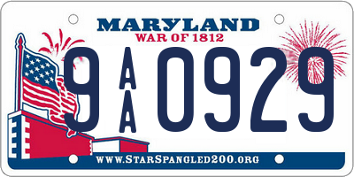 MD license plate 9AA0929