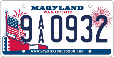 MD license plate 9AA0932