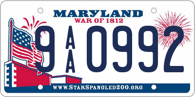 MD license plate 9AA0992
