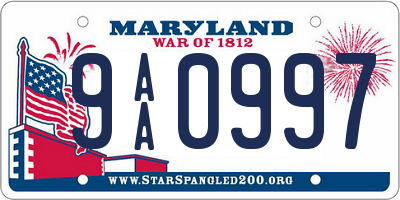 MD license plate 9AA0997