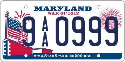 MD license plate 9AA0999