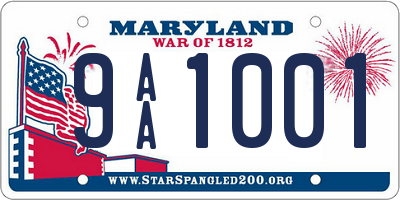MD license plate 9AA1001