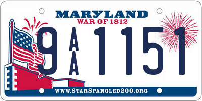 MD license plate 9AA1151
