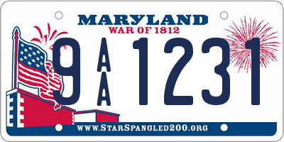 MD license plate 9AA1231