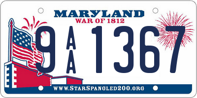 MD license plate 9AA1367