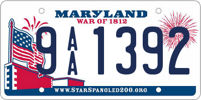 MD license plate 9AA1392