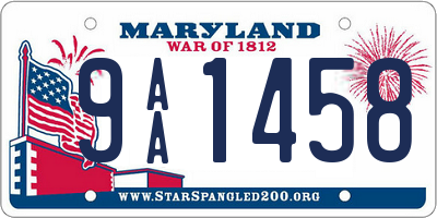 MD license plate 9AA1458