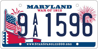 MD license plate 9AA1596